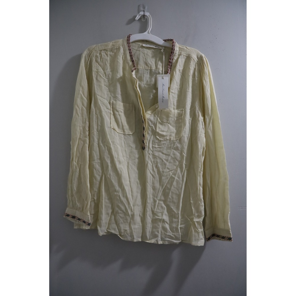Marie Louise de Monterey Cream Embroidered Viscose Boho Blouse Top Size 10 NEW